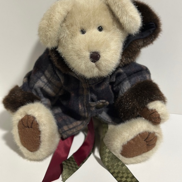 Boyds Bears Other - Vintage Boyd Plush Teddy Bear in Cream and Brown with Plaid Coat - Kids Toy